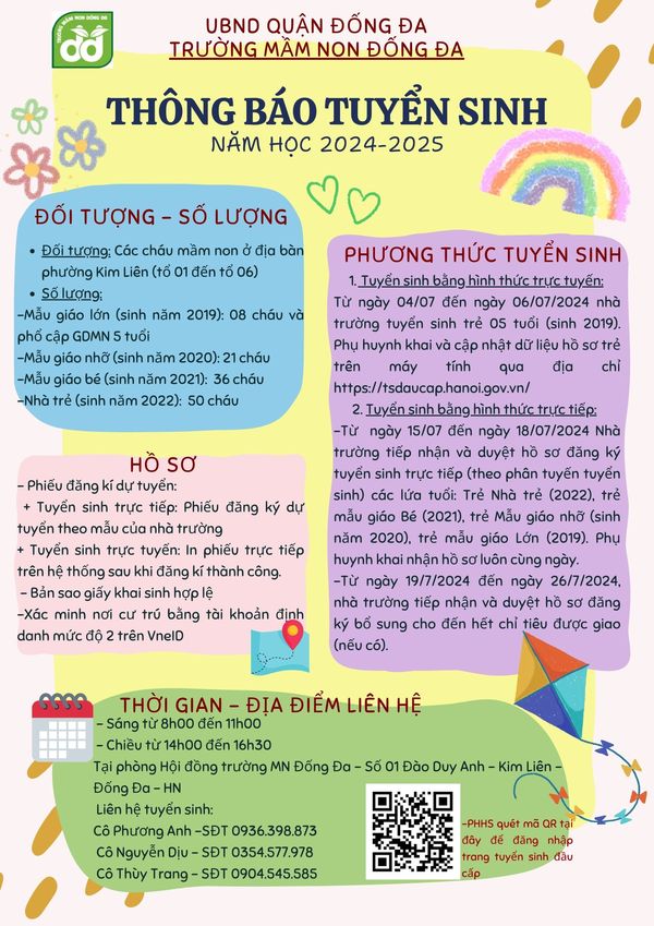 THÔNG BÁO TUYỂN SINH NĂM HỌC 2023-2024